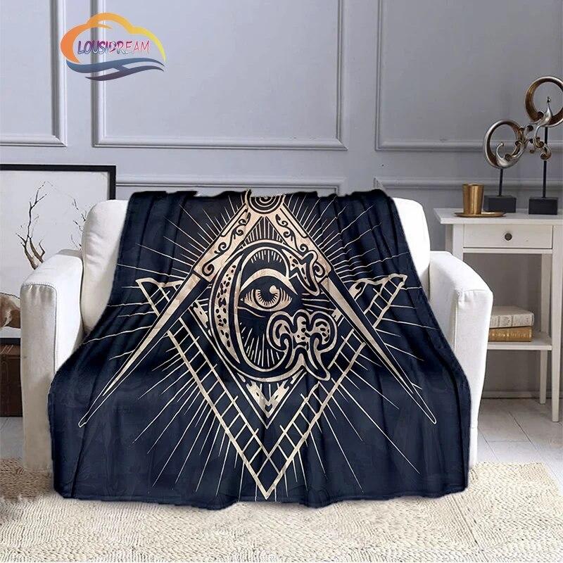 Fashion Patterns Masonic Portable Sofa Blanket Freemason Flannel Warm Four Seasons Camping Blanke Freemasonry Multi Size Blanket