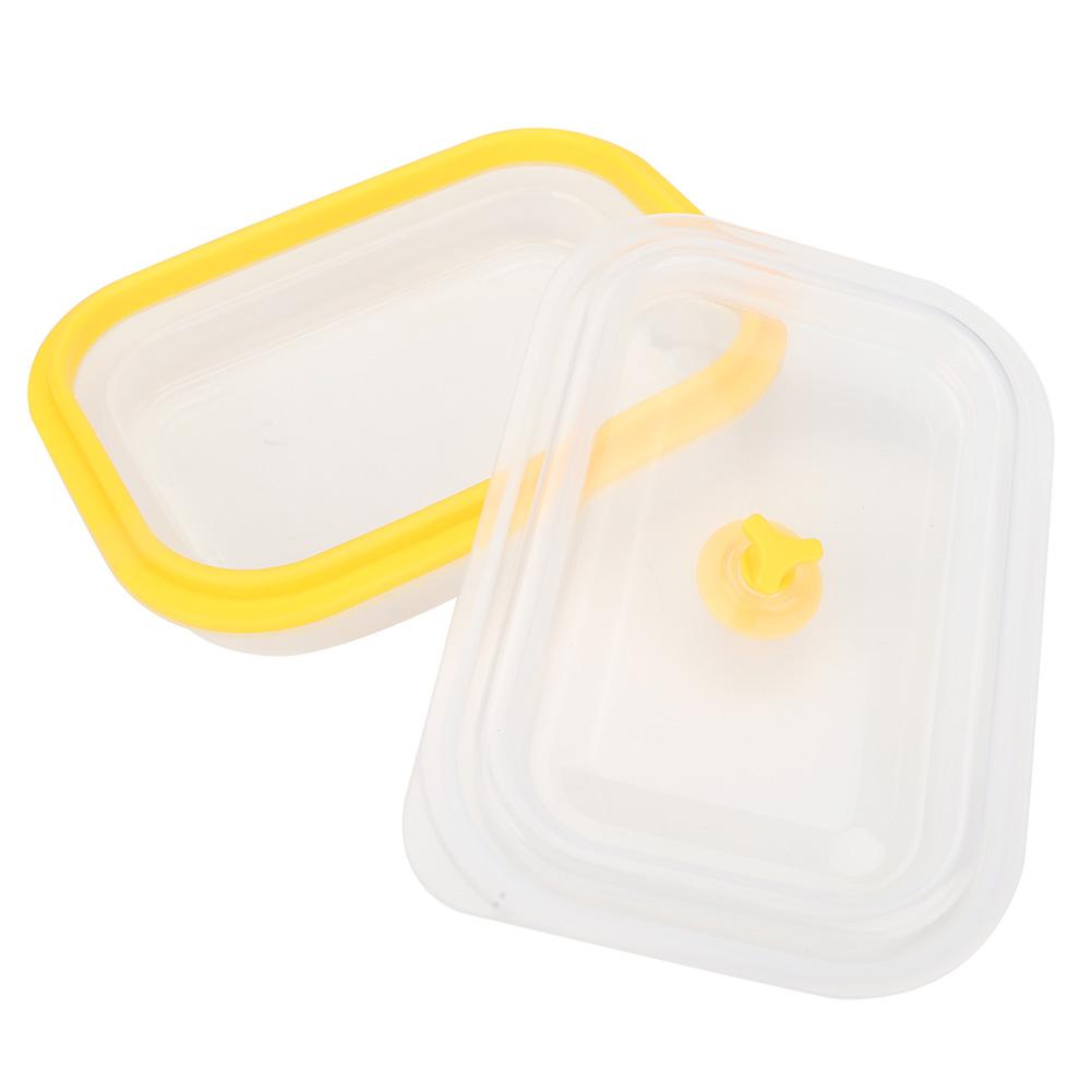600ml Rectangular Portable Food Grade Silicone Folding Lunch Box Food Container (Yellow)