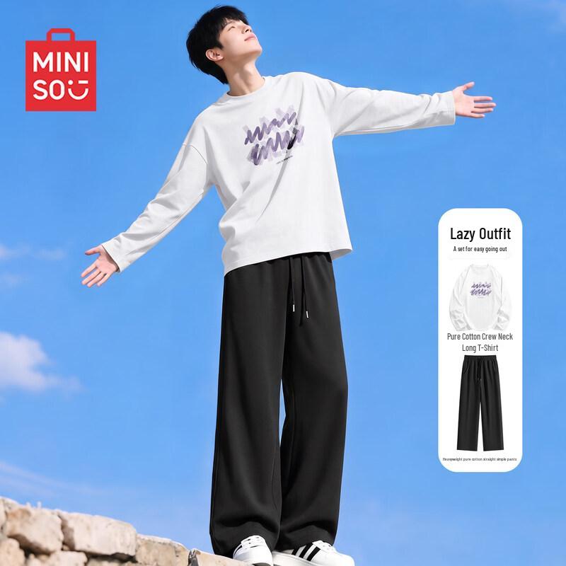 MINISO Men's Graphic Cotton Blend Lounge Set