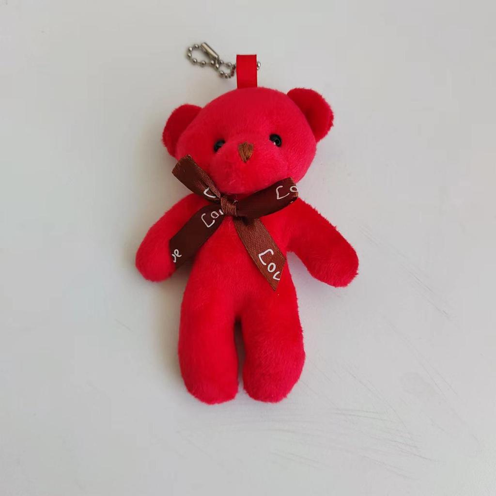 One-piece Teddy Bear Pendant Keychain with Bow Tie - Plush Toy Doll.