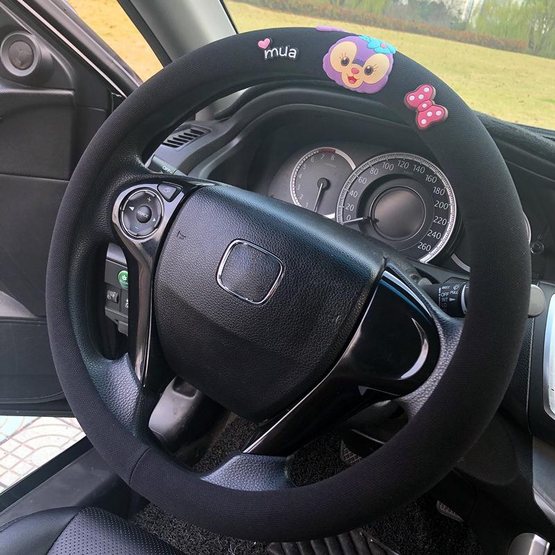 Steering Plush Car Wheel Cover Cartoon Print Four Seasons Installation Easy