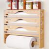 Bamboe Compartiment Vershoudfolie Dispenser Snijdoos Met Keukenpapier Wandmontage Handdoekhouder Keuken Organizer Accessoires