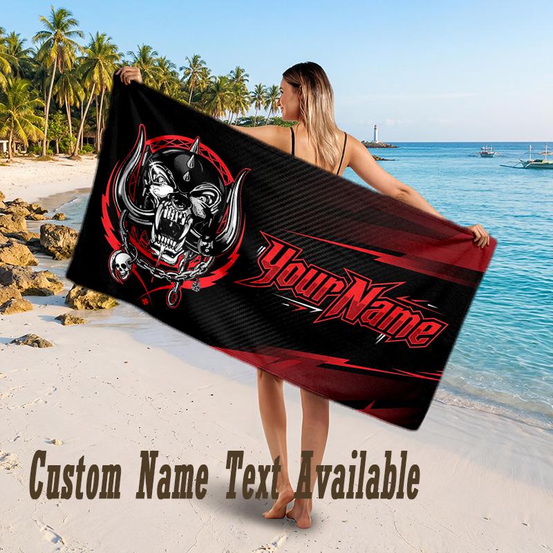 Motorhead Design Beach Towel Custom Text Large Towel for Beach Vacation