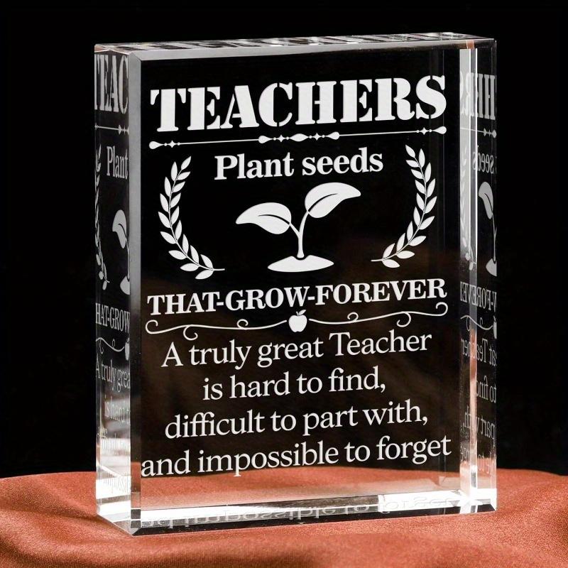 Teacher Engraved Crystal Plaque – Thank you gift for men/women. Best teacher appreciation present.