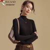 Woodpecker Women's Ribbed Semi-High Collar Long Sleeve Base Layer Top
