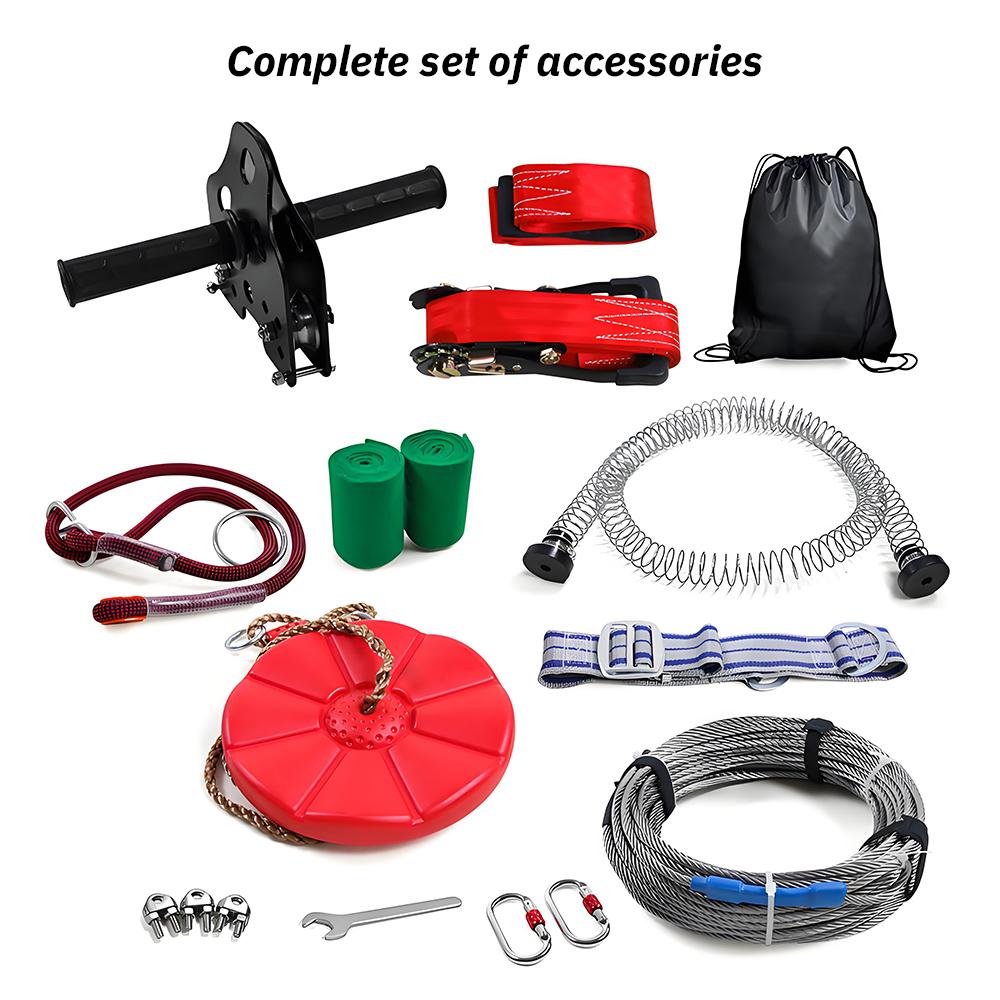 Kids Zip Line Kit Outdoor Zip Line Zip Line Swing for Children with Steel Wire Rope Pulley Safe Fun Play Equipment for Crossing