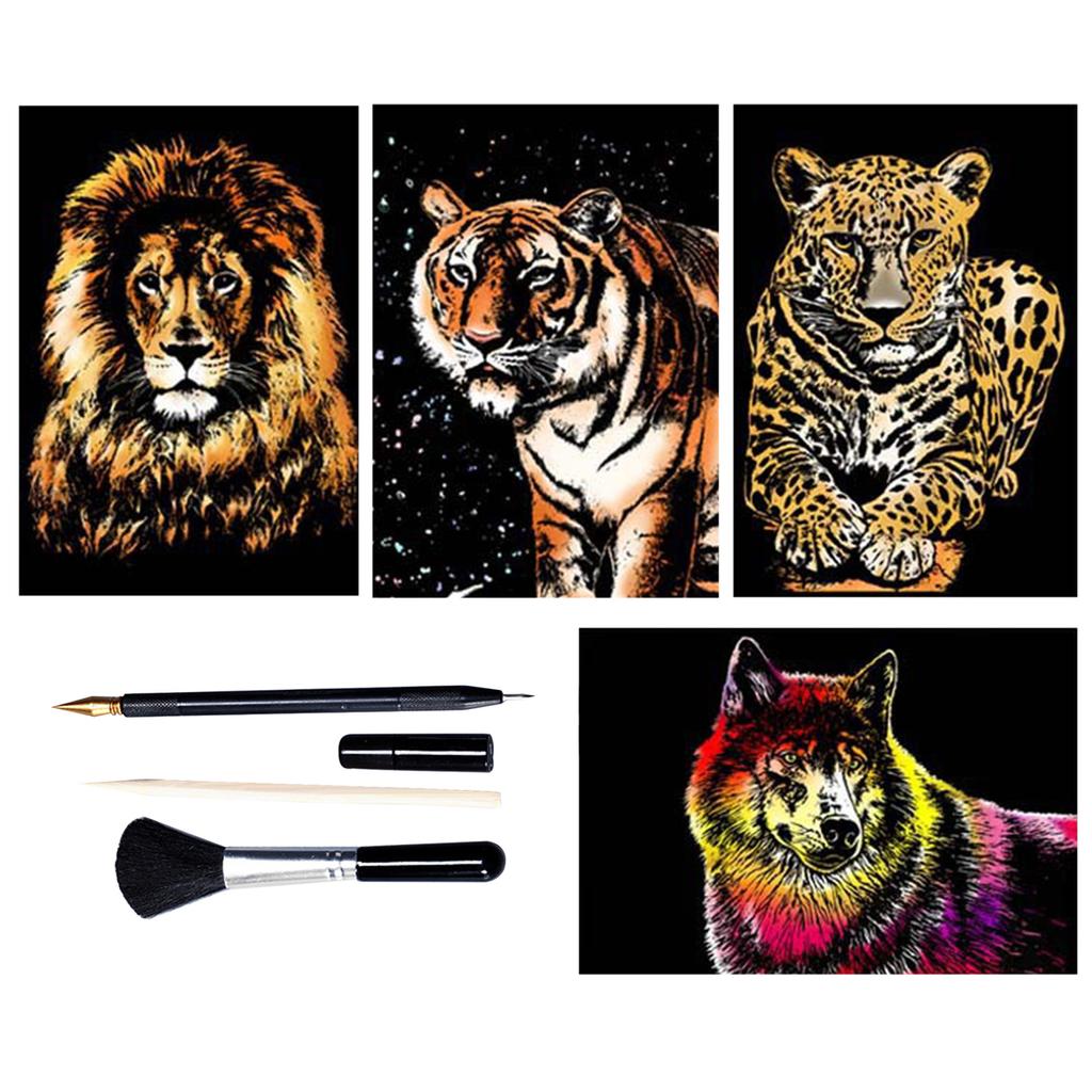 Buy Scratch Sketch Paper Pads Rainbow Painting Scratchboard Kit at