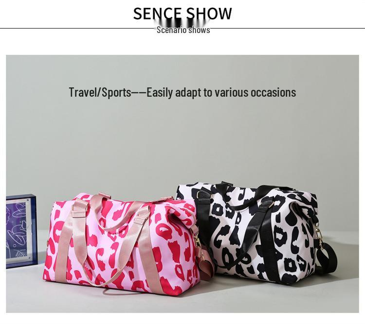 Lightweight Large Capacity Cow Print Travel Duffle Bag for Short Business Trips and Gym Use