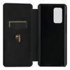 Dla LG Wing 5G Etui z Teksturą Włókna Węglowego, Poziome Flip, TPU + PC + Skóra PU z Miejscem na Karty