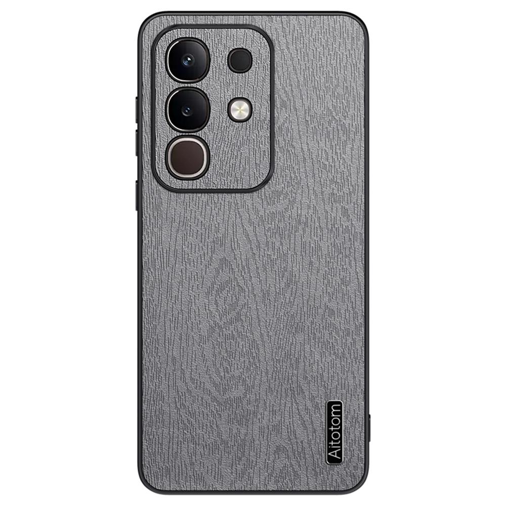 For Vivo iQOO Z10x 5G Case Wood Texture PU Leather Coated PC TPU Phone Cover