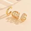 3 Pcs Zircon Korean Wave Multilayer Geometry Ear Cuff Clip on Earrings For Women Without Piercing Non-pierced Jewelry