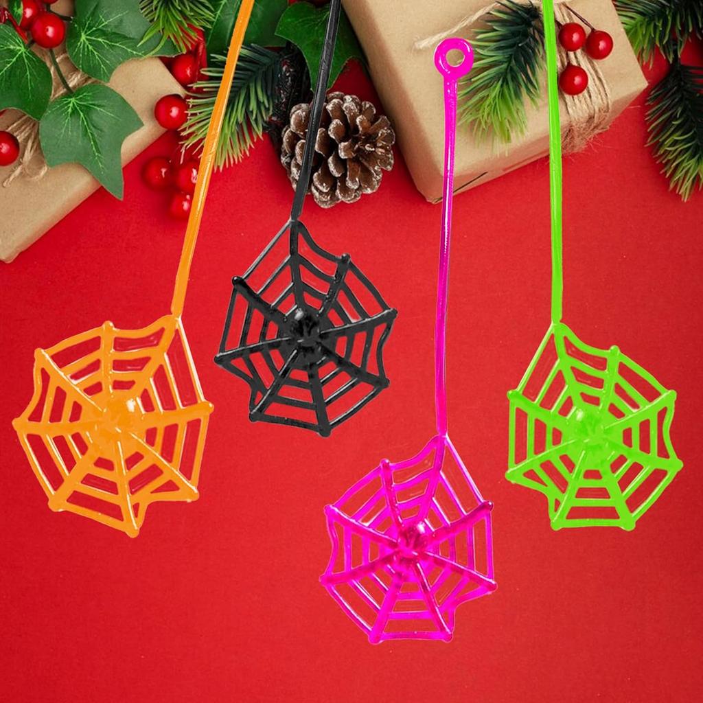 Glow Fever 24Pcs Sticky Spider Web Party Favors Pack, 7.5 inches in Total Length, Halloween Party Favors, Gifts For Birthday, Goodie Bag Classroom