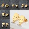 2025 New Halloween Earrings Women Student Teen Skeleton Devil Bat Pattern Cartilage Piercing Earring Party Zircon Gifts