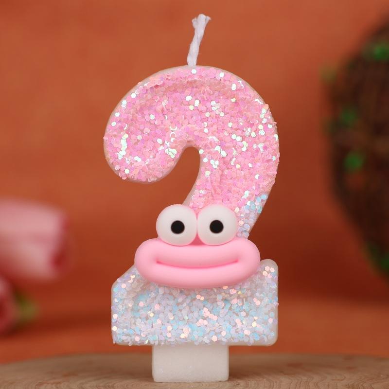 Sausage Mouth Cartoon Number Birthday Candle Cake Decoration Holiday First Birthday Celebration Handmade Candle 0-9diy
