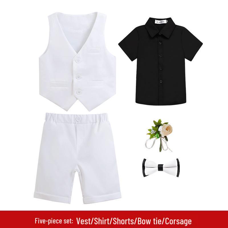 

Летний мальчиковый британский жилет и костюм с коротким рукавом для выпускного и фотосессии 100cm, weight 26-30 lbs