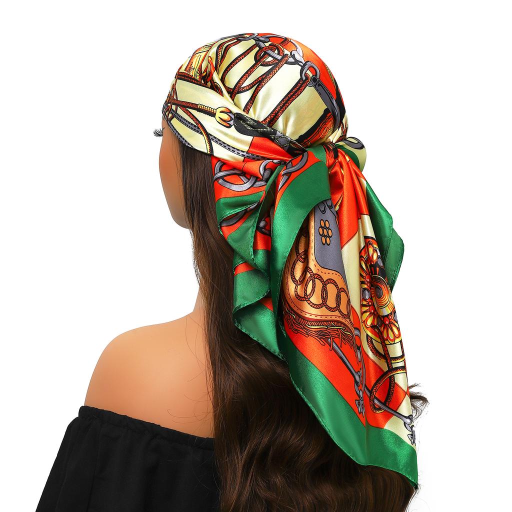 Silk Scarves Women Luxury Brand Summer Fashion Designer Head/Hair Scarf 90*90cm Hijab Bandana Cheveux Foulard Femme 90X90CM