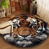 Realistic Tiger Face Round Rug Flannel Wildlife Enthusiast Home Decor Nature Inspired Carpet