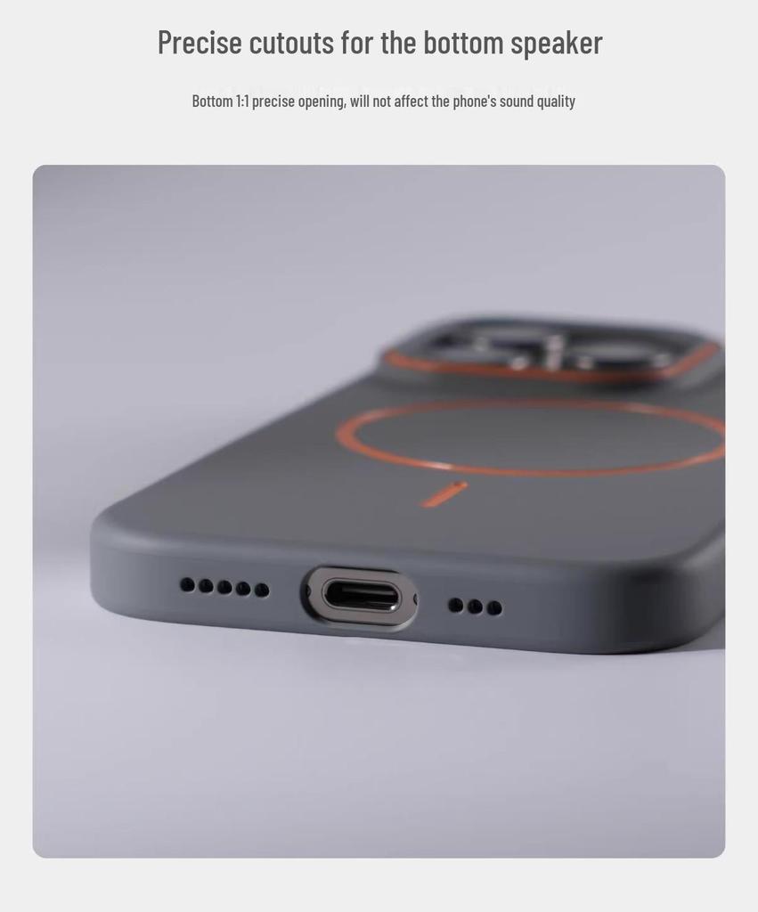 Magnetic Thin Ring iPhone 15/16 Pro Max Color Block Lens Frame Case - Skin-Friendly Protective Design