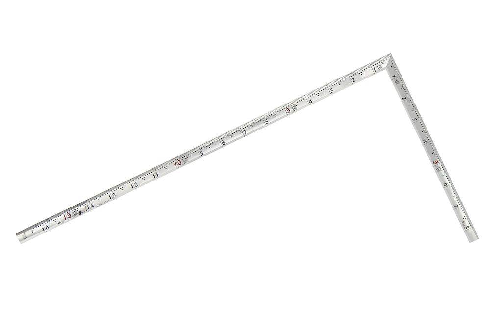 Shinwa Sokutei Tesařské pravítko, Takumi Jingoro, s čtvercovou stupnicí na zadní straně, Červená čísla, Stříbrné, 1 šaku 6 sunů, 10855