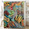 Abstract Watercolor Shower Curtain Vibrant Colors Geometric Shapes Decor for Bathroom 72x84 inches