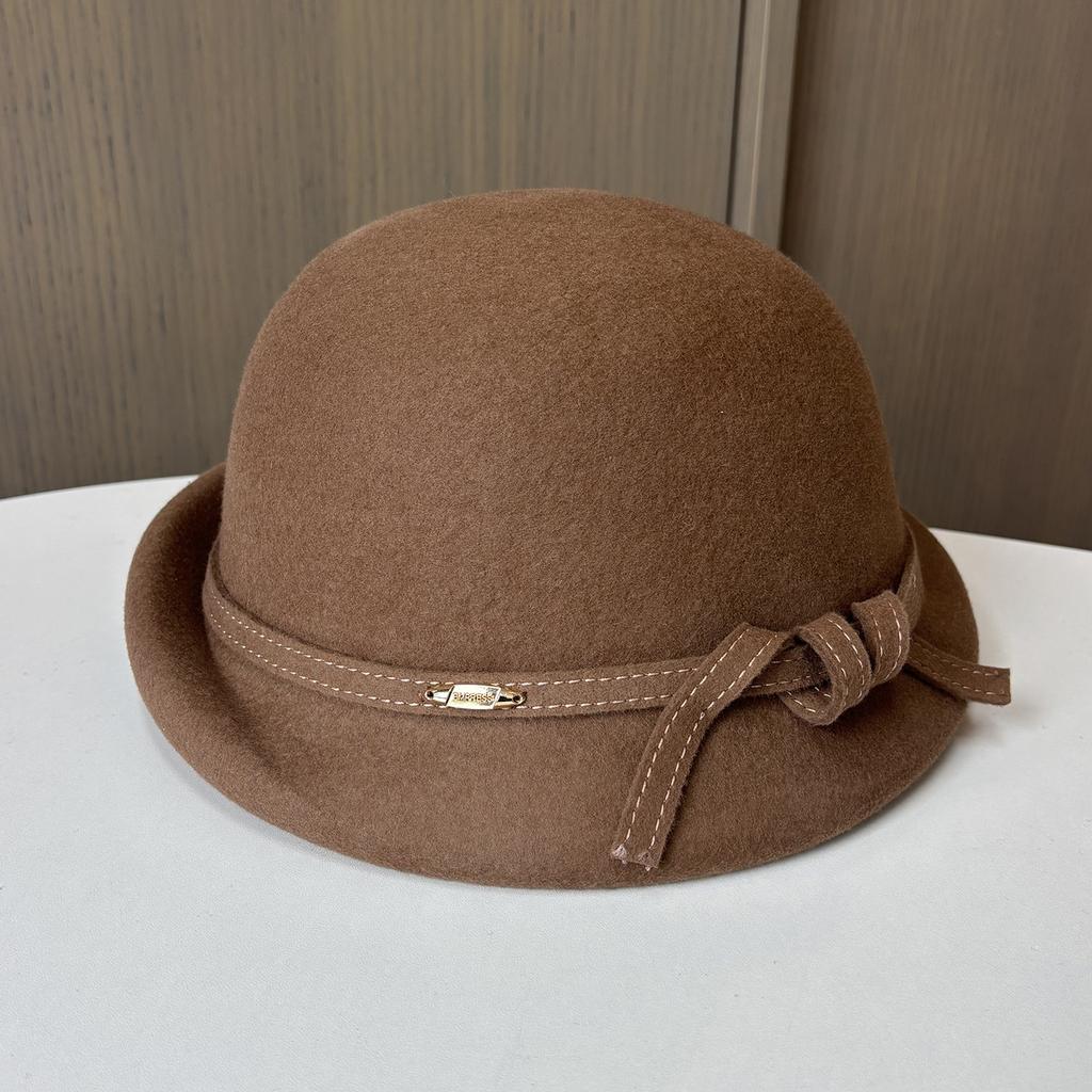 New high-quality autumn and winter women's woolen hat British curled top hat Stylish and elegant beret