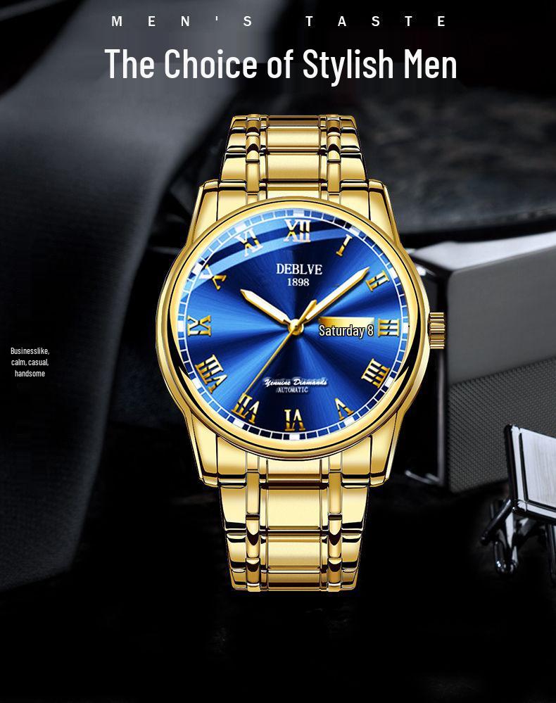 Swiss Men's Waterproof Quartz Watch: Elegant Automatic Movement, Slim Design