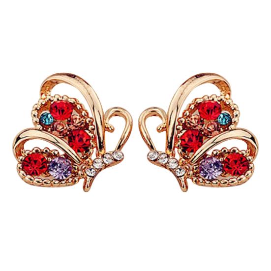 

Модні жіночі сережки-гвоздики зі стразами у формі метелика, ювелірні вироби знаменитостей із сережками різнокольоровий