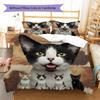 Cute Cat 3D Pattern Bedding Quilt Set Quilt Cover Pillowcase Home Decoration Gift (1 * duvet cover + 2 * pillowcase, without core)