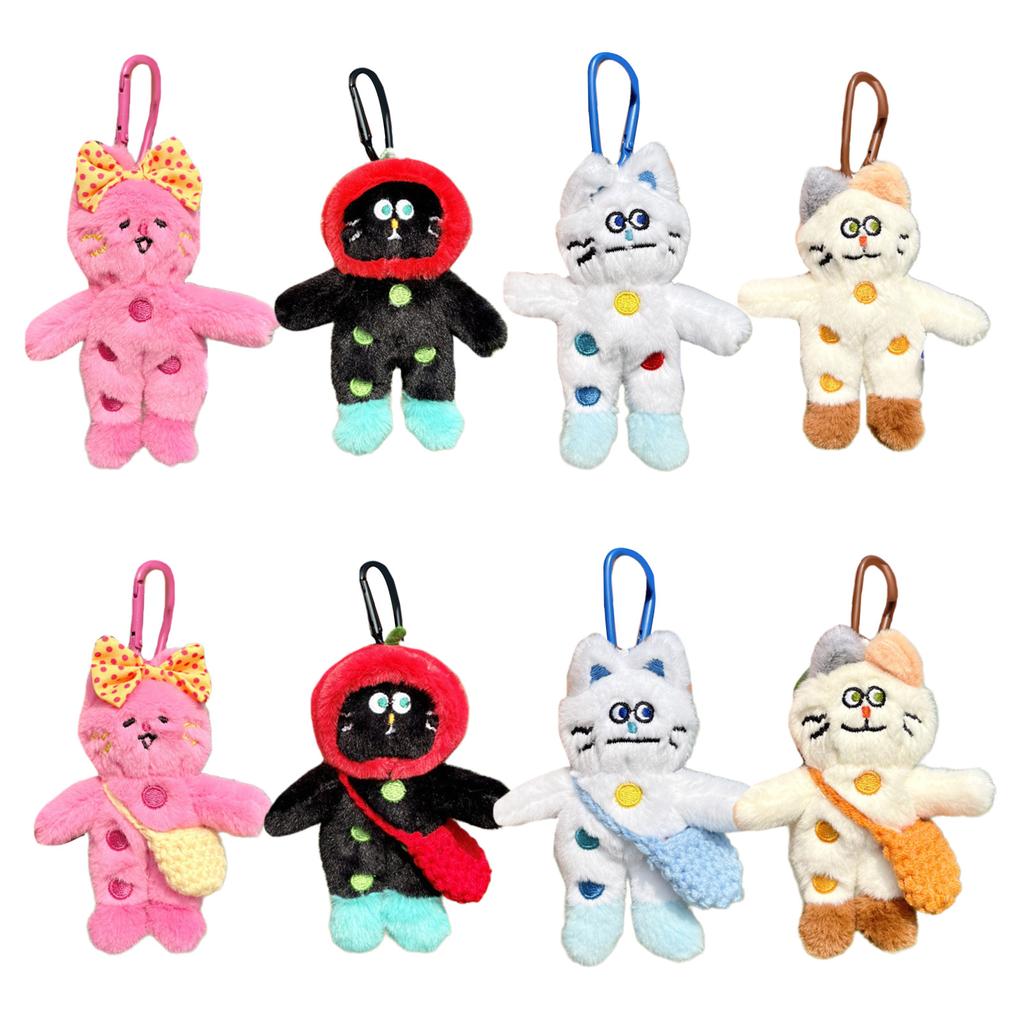 Figlarny Pluszowy Kot Brelok Ozdoba na Torbę Moda Ozdoby na Klucze Zawieszka Urok do Torby Lalki Prezent dla Modnej Osoby