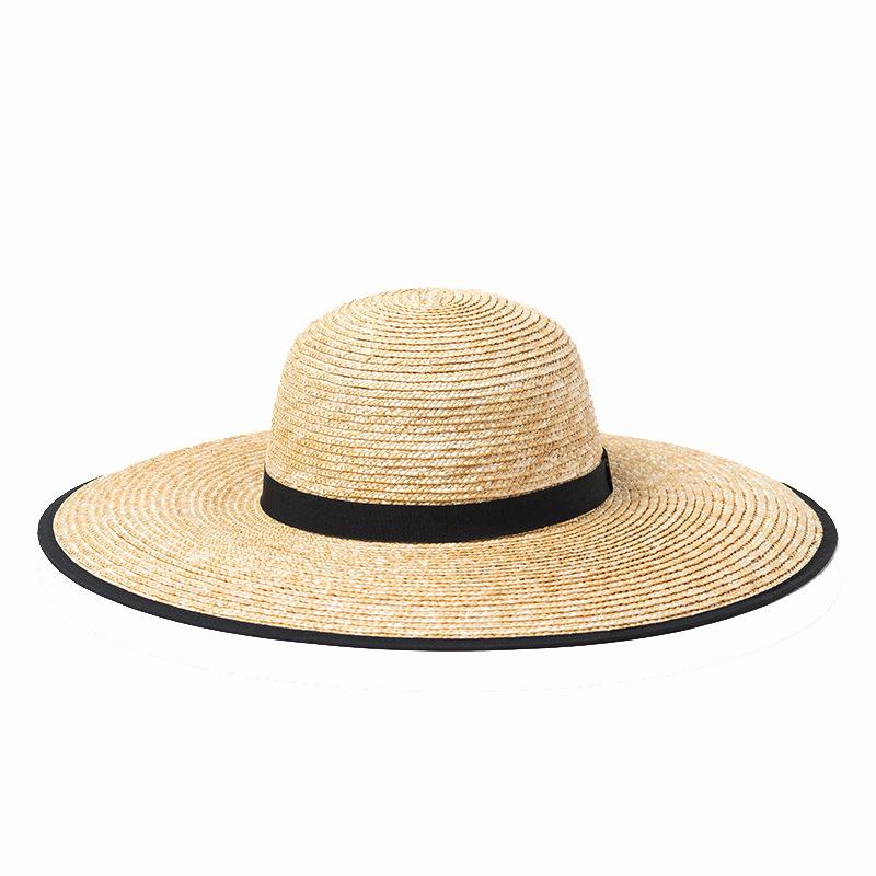 Spring and Summer New Dome Hemming Big Eaves Straw Straw Hat Outdoor Travel Sunscreen Sunshade Beach Big Edge Straw Hat