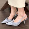 Fashion Summer New Fashion After The Ring Belt Sexy Banquet Bow Women's Shoes Pointy Comfortable Solid Color Elegant High Heel Sandals
