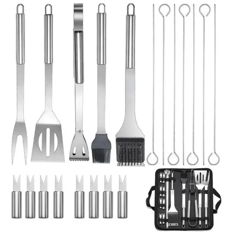 Stainless Steel Grill Set Outdoor Household Barbecue Combination Oxford Cloth Bag Barbecue Utensils Barbecue Tools