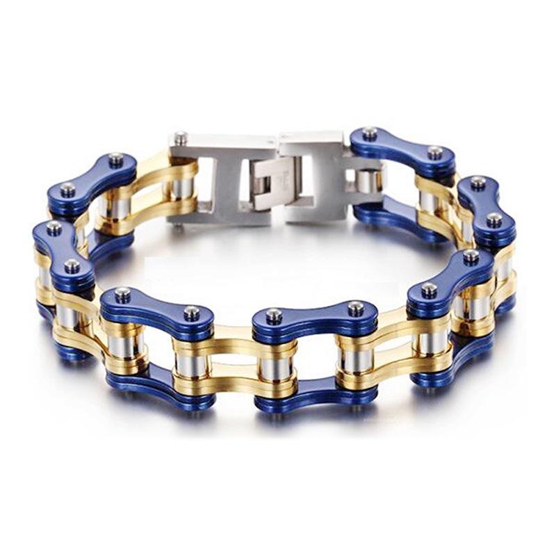 Punk Pulseiras e Braceletes Laranja de Bicicleta para Homem Preto Corrente de Motocicleta Pulseira Homem Mulher Aço Inoxidável Joias de Pulso Biker