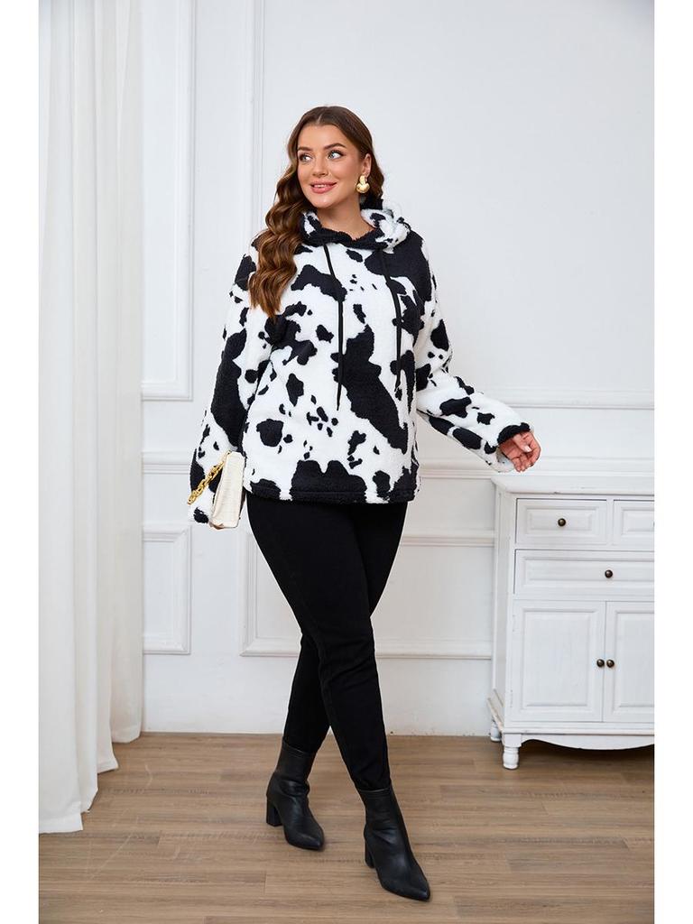 Neues Übergrößen-Doppelflanell-Kapuzensweatshirt Teddybär Plüsch Langarm-Pullover-Oberteil für Herbst/Winter