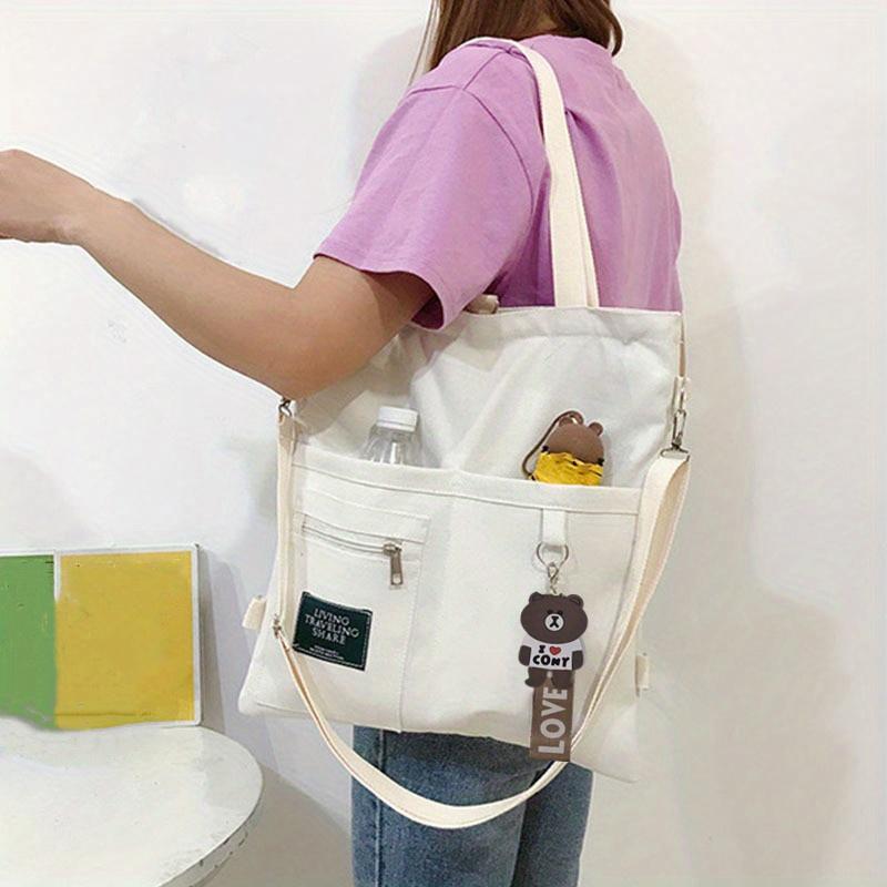 Canvas Shoulder Bag, Women s Fashi Letter Patch Decor Handbag Versatile Backpack жёлтый