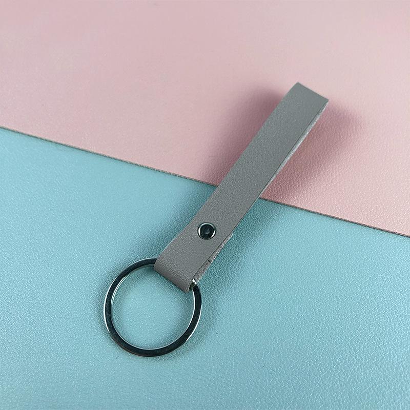 

Customizable Multi-Color PU Leather Car Keychain with Iron Ring Pendant