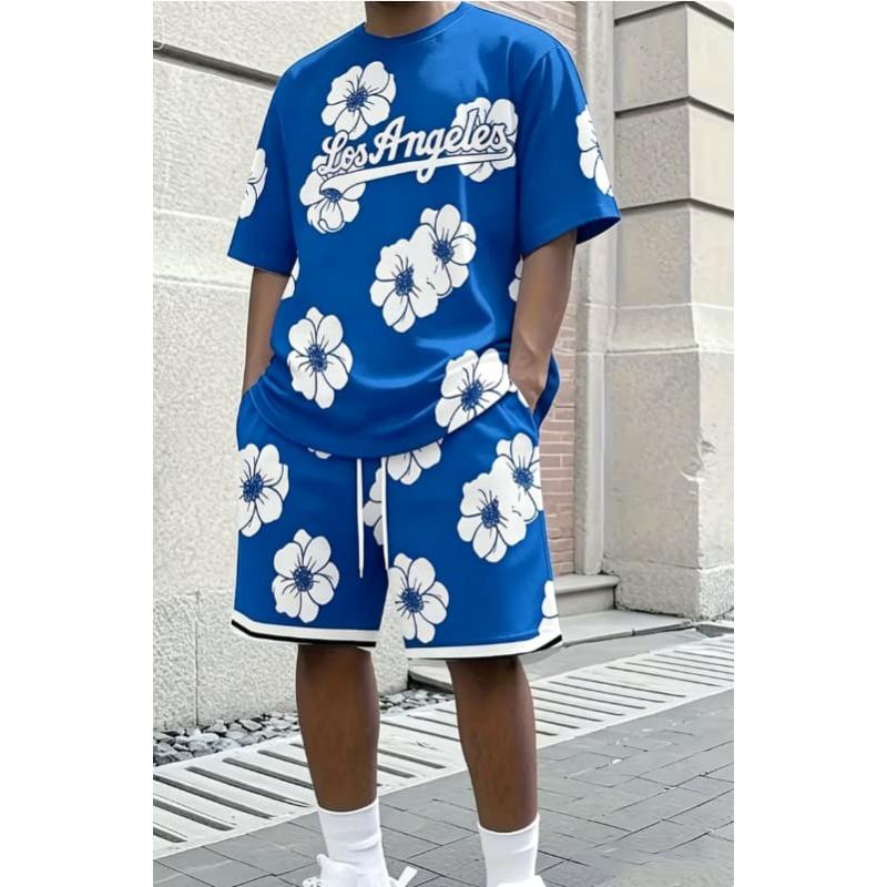 Personalisierter amerikanischer Sport-Zweiteiler Kalifornien 1987 bedrucktes kurzärmeliges T-Shirt + lässige Shorts Herren Trendiger Anzug