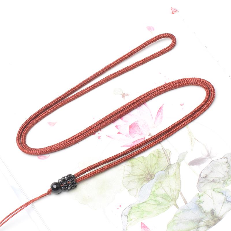 2mm Encrypted Jade Bead Cap Lanyard with Agate Pendant Necklace Rope