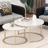 Nordic Marble Coffee Table Set: Compact Wrought Iron Round Tables for Small Living Rooms or Apartments.
