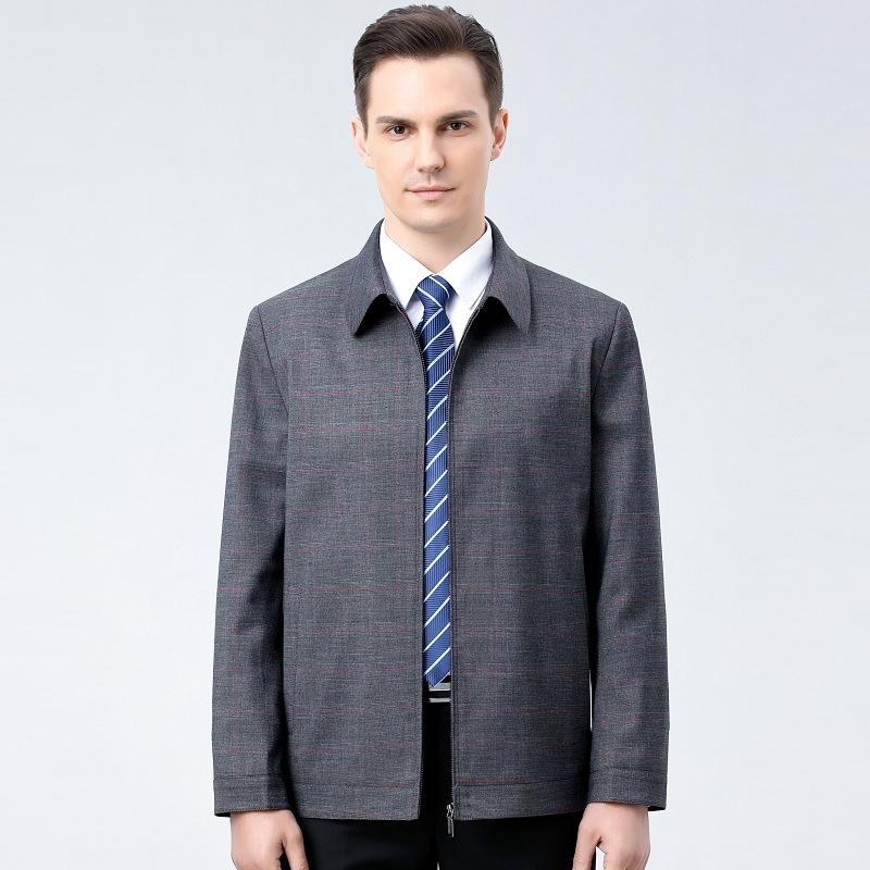 Men's Lapel Wool Jacket Men's Spring Casual Middle-aged and Elderly Business Men's Jacket Dad Jacket