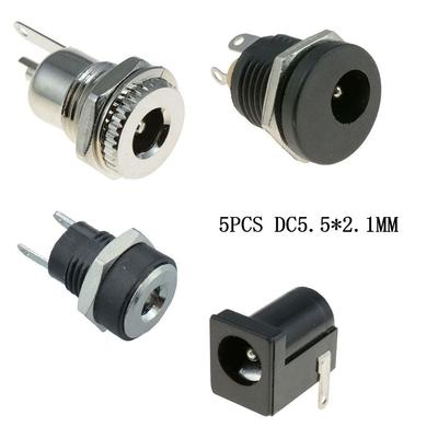5 ADET DC Güç Konnektörü Soketi Dişi Panel Montajı DC5.5*2.1mm
