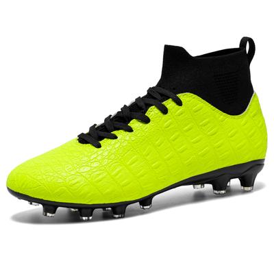 32-45 UNISEX futbol kramponları düz renk yüksek top uzun tırnak bağcıklı yüksek elastik çorap eğitim sanat otlak çocuk futbol kramponları