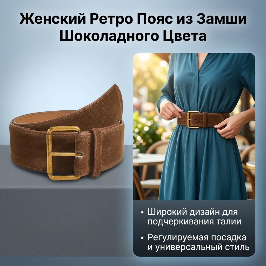 Women Retro Brown Suede Wide Waist Belt For Dresses And Jeans With Adjustable Design