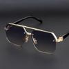 Men's Metal Sunglasses Square Half Frame Rice Nails Casual Trend Glasses Personality Retro Fashion Outdoor Sports Eyeglasses
