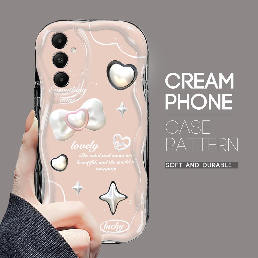 

Милий мультяшний візерунок, кремовий текстурний корпус, хвилястий край, м’який силіконовий чохол для телефону Samsung Motorola Edge 50 Ultra чорний