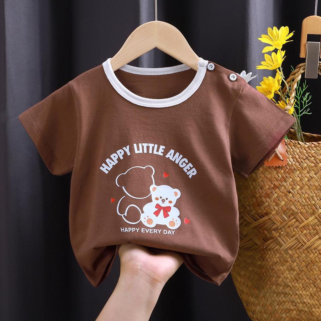 Kids Cute Cotton Short-sleeved T-shirt Tops Children's Clothing Baby Clothes Cartoon Pullover
