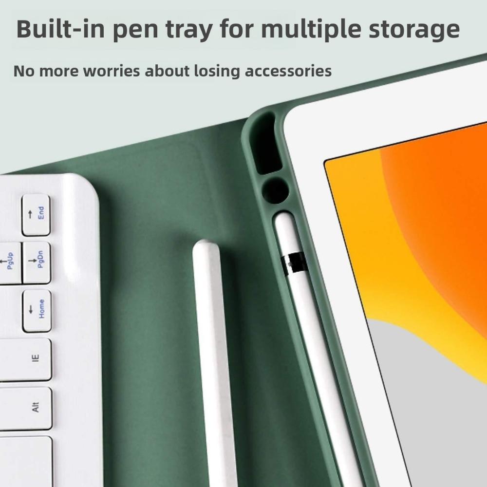 Leather Keyboard Case for iPad Air 6 10.2 Inch with Pencil Slot Magnetic Detachable Bluetooth Keyboard Protective Cover