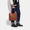 Coach 34 Magnetic Snap Closure Pebble Grain Leather With Waxed Canvas And Signature Coated Canvas Tote Bag Women Tote Bags Brown CH757-L4A