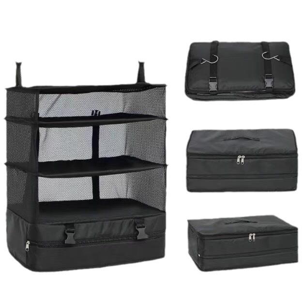 Large Capacity Foldable Hanging Storage Bag: Three-Layer Wardrobe and Travel Organizer