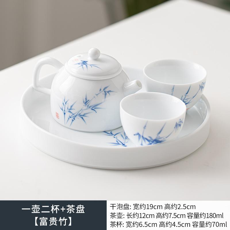 Ręcznie malowany Dehua Biała Porcelana Zestaw do Herbaty Kompletny Zestaw Taca do Herbaty Zestaw do Ceremonii Herbacianej Czajnik i Zestaw Filiżanek do Herbaty Przedmioty do Herbaty Kung Fu Rzemiosło